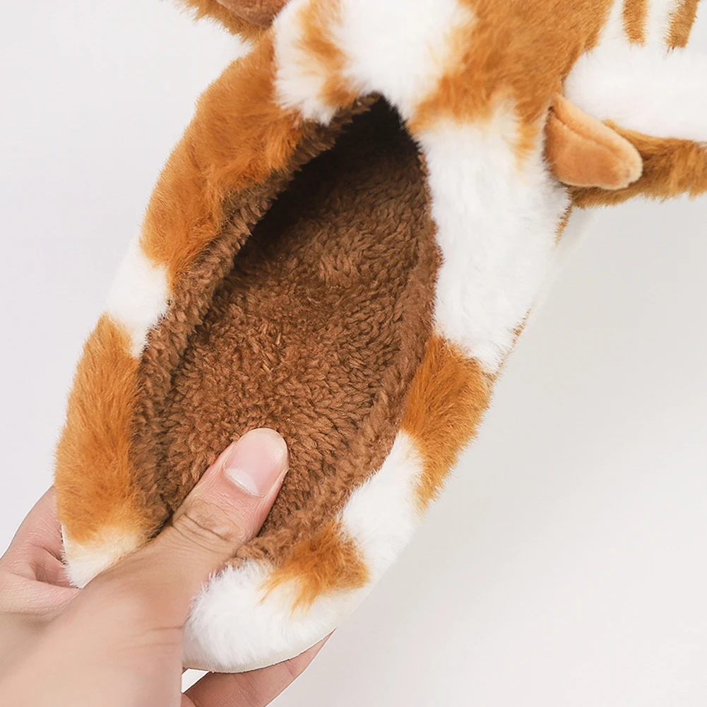 Women's Slippers Winter Warm Cute Milk Cow Slippers Closed Toe Non Slip Furry House Shoes Women Home Soft Plush Slippers