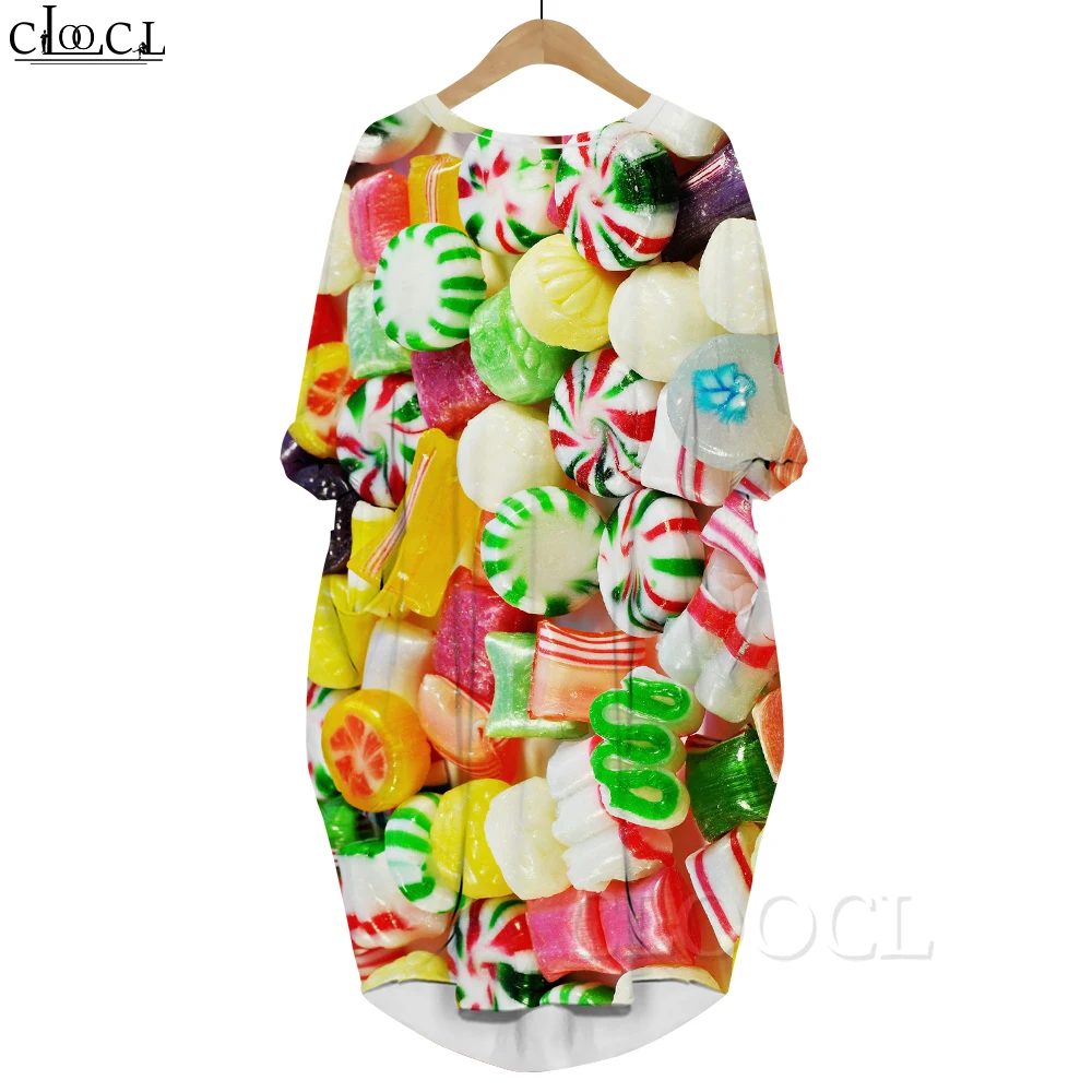 thumbnail image 1 of CLOOCL Harajuku Vestido de manga larga con deliciosos gráficos de piruletas Impreso en 3D Suave y cómodo Vestido de bolsillo Vestido tipo bata Dropshipping, 1 of 5