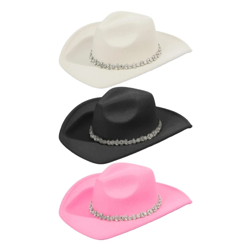 

Cowgirl Hat with Shimmering Rhinestones for Bachelorette Party Ultra-flashing Rhinestones Western Cowgirl Hat for Bride