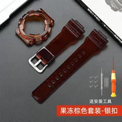 Transparent TPU Watchband and Case Set with Tool - Stylish Strap and Protective Accessories (Brown)