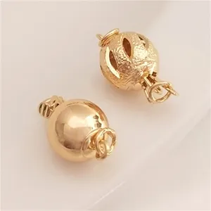 Pearl Necklace Insert Buckle 14K Gold-plated Round Hollow Lantern Ball Insert Buckle Diy Jewelry Finishing Buckle B936