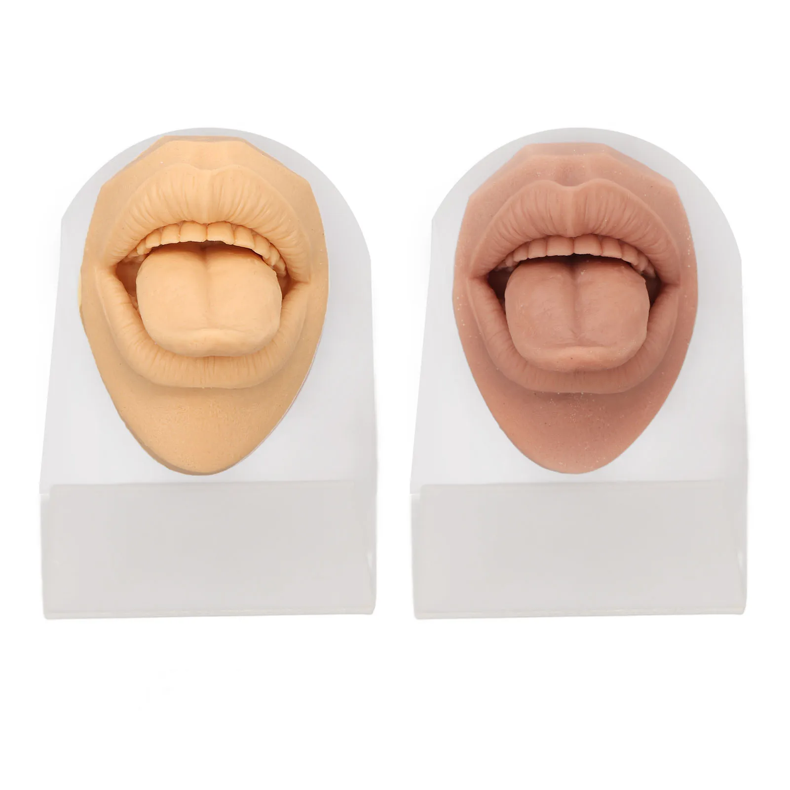 

2pcs Piercing Practice Mouth Model Silicone Tongue Mouth Model 3D Simulated Tongue Nail Display With Acrylic Stand Tattoo Suppli