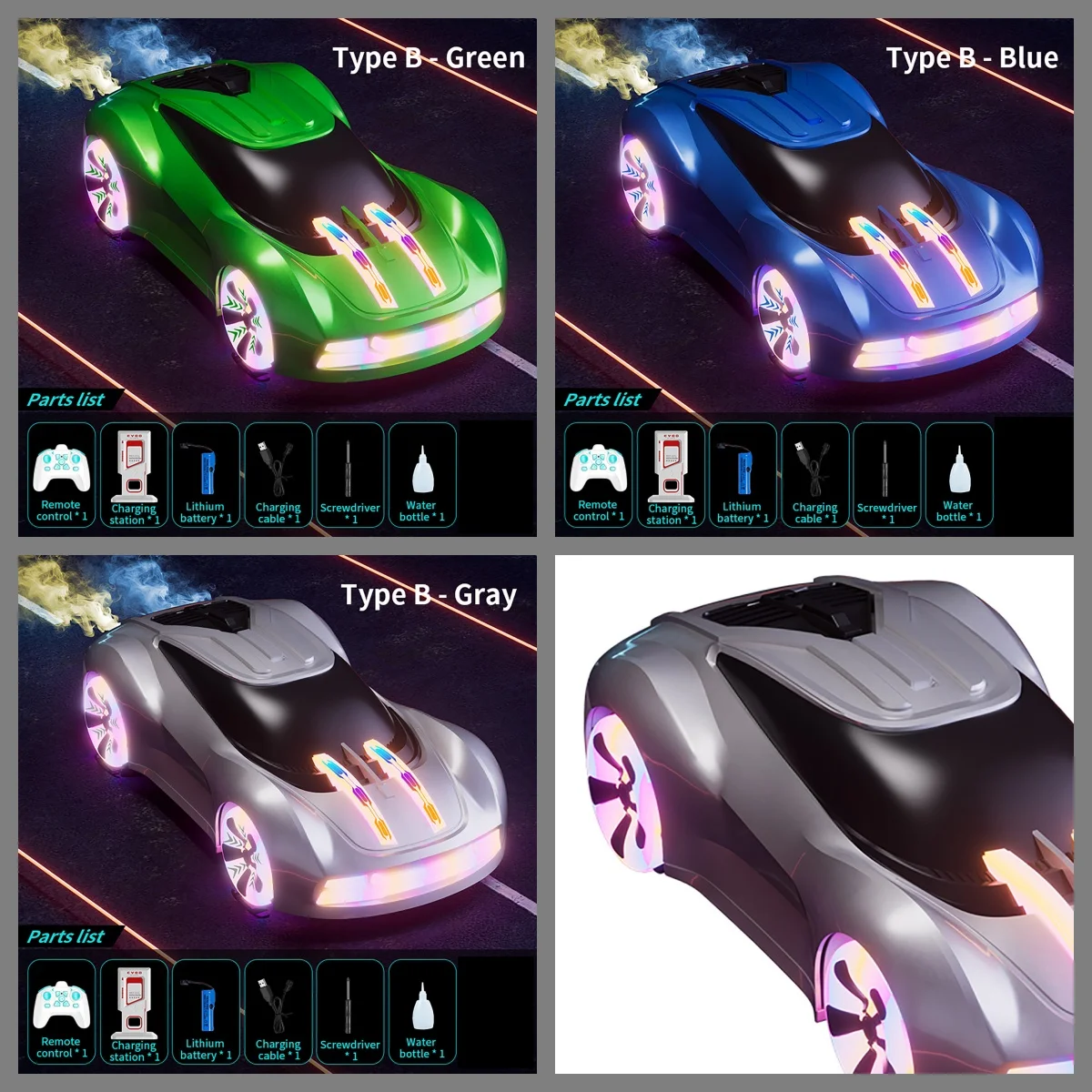 Auto RC 1:18 2.4Ghz 4x4 con Rotazione a 360°, Drift e Luci Fantastiche, Musica e Spray - Nuova Auto Concept a Controllo Remoto Pronta all'Uso - Image 2