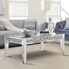 Rectangle Mirrored Coffee Table, Silver Living Room Table with Cryatal Diamond Inlay 1