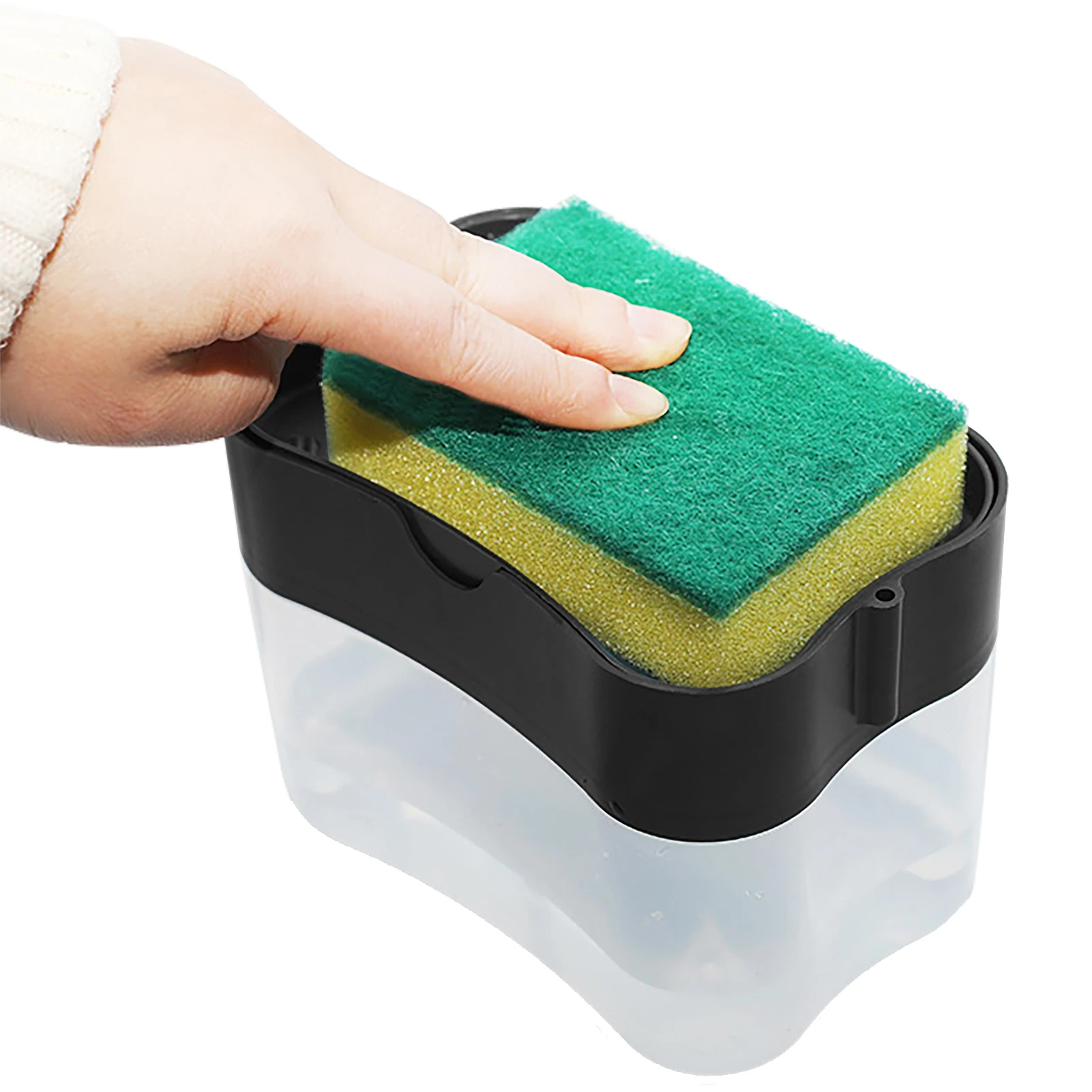 

Bathroom Home Plastic Press Pump Drain Tray With Sponge 2 In 1 Washing Up Kitchen Sink Durable Detergent Dish Soap Dispenser