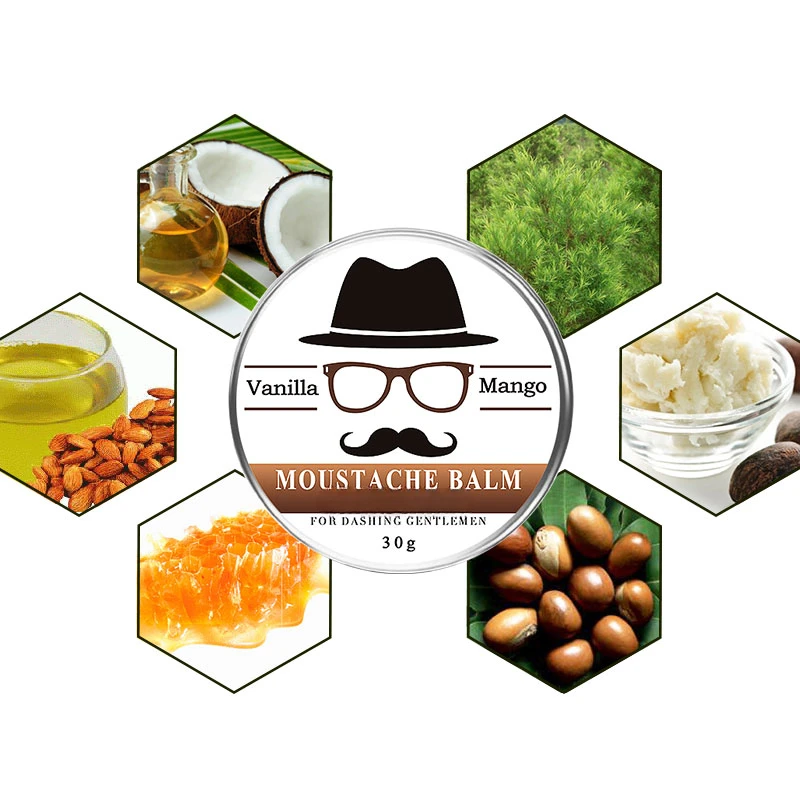 Natural Beard Balm Men Beard Oil Hair Wax Product Conditioner Organic Ingredients Mustache Moisturizing Moustache Wax