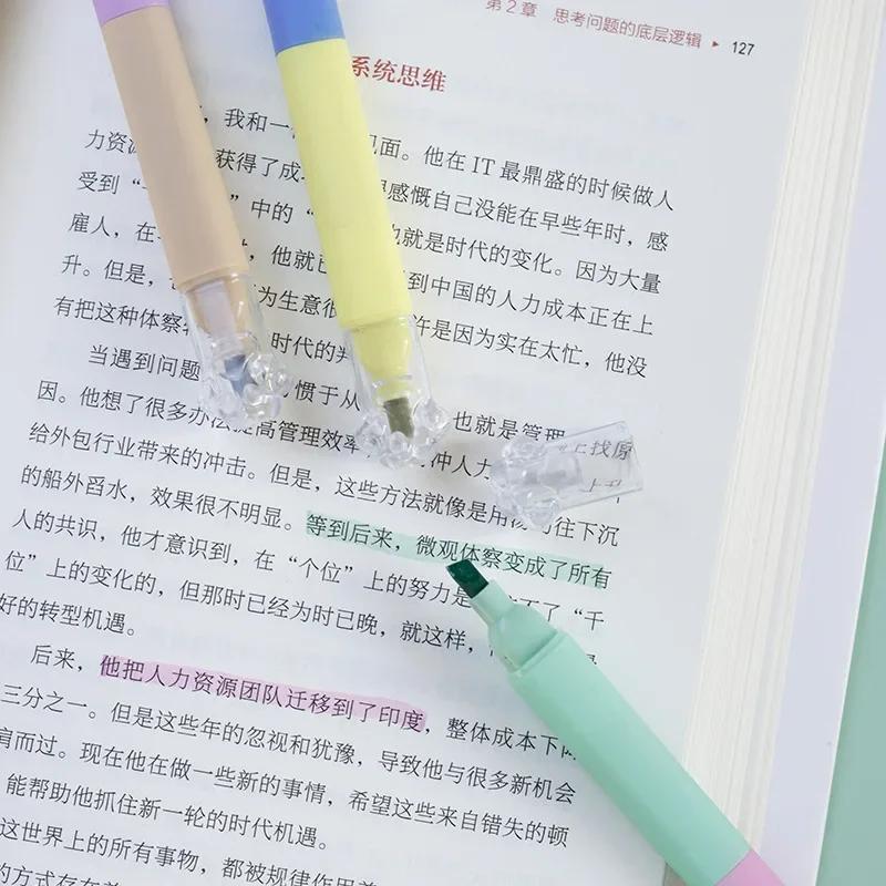 고양이 발톱 모양 더블 헤드 형광 펜, 귀여운 고급 마카롱 컬러 형광 펜, 미적 문구, 6 12 색