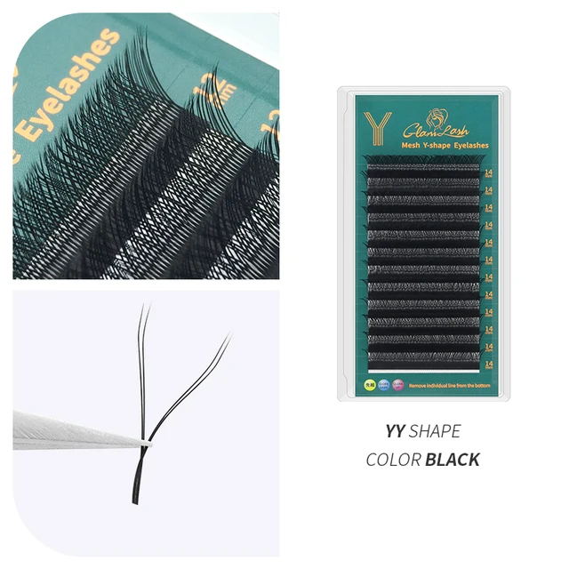 GLAMLASH W Shape Eyelash Extensions 3D4D5D Premade Volume Fans W Style YY Lashes Comfortable New Volume False Eyelash Natural YY Black