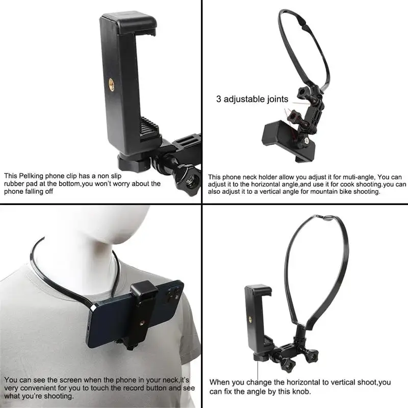 Hands-Free Wearable Neck Hanging Mobile Phone Holder for First-Person Recording