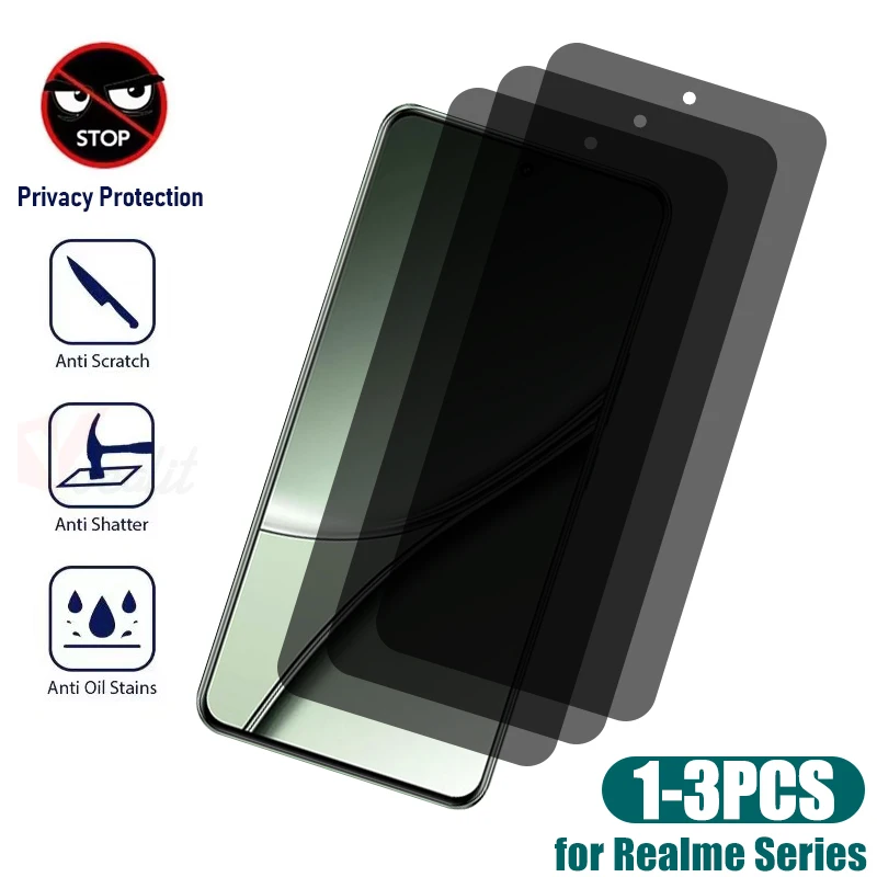 

1-3pcs Anti-spy Privacy Tempered Glass For Realme GT5 GT3 GT2 Pro Screen Protector Realme GT Neo 5 3 SE 5T 3T 2T Q5 Q3S V23 V30