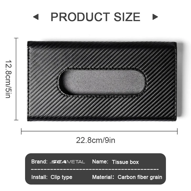 Car Sunshade Plate Tissue Box Universal Auto Interior Paper Towel Storage Bag Carbon Fiber Sun Visor