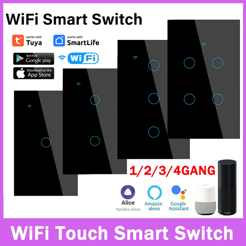 

Сенсорный выключатель Tuya 1/2/3/4gang с поддержкой Wi-Fi