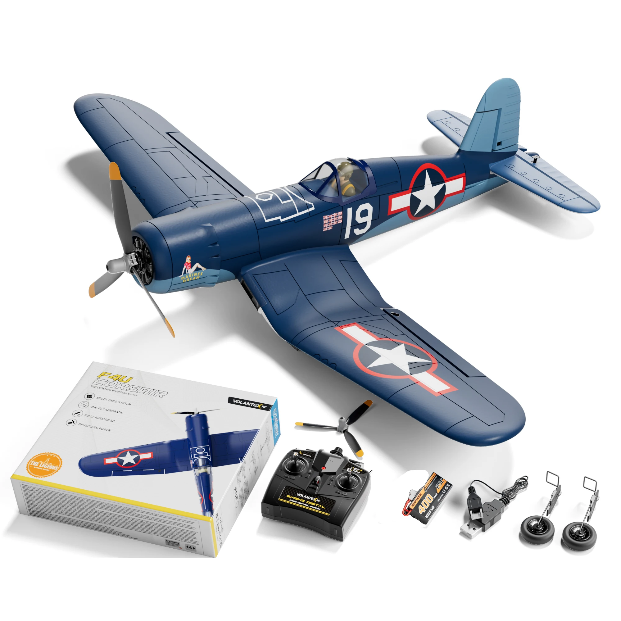 Далечински управуван авион RC F4U Corsair - Син, 124.69€