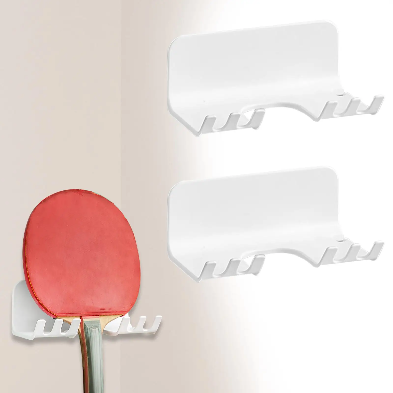 

2 Pieces Wall Mounted Racket Rack Table Tennis Racket Display Holder Universal Badminton Racket Hook for Living Room Dorm Gym