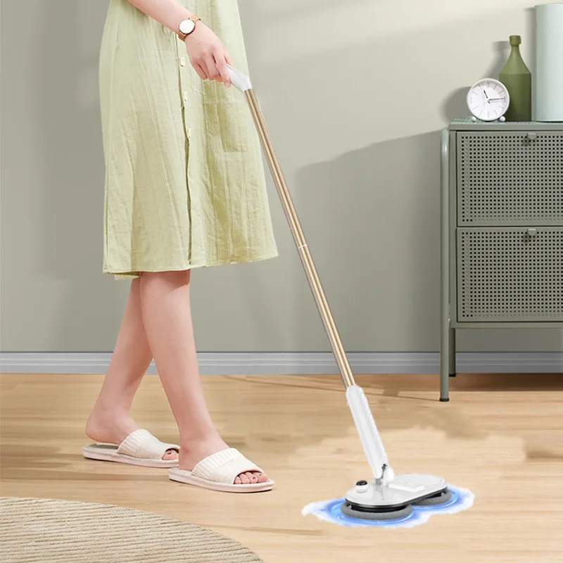 ECHOME 무선 전기 걸레, 360 ° 회전, USB 충전식, 무선 바닥 걸레 클리너 스크러버, 극세사 바닥 청소 걸레 