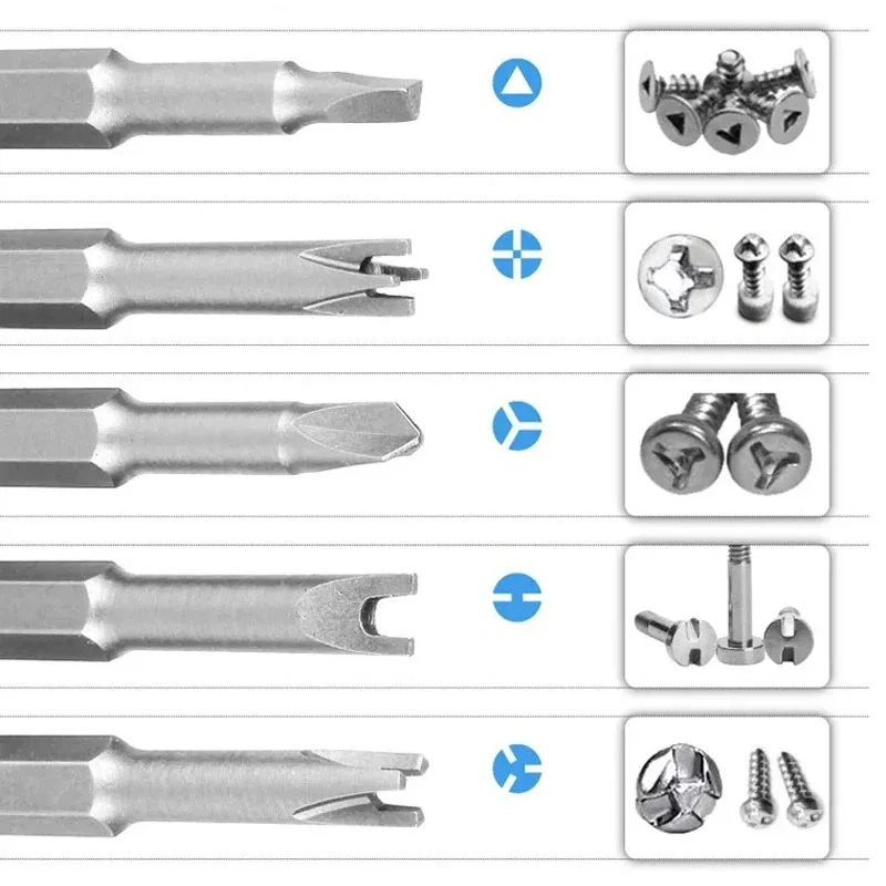 Magnetic Screwdriver Set - Hex Shank Y U Triangle Bits With Storage Case