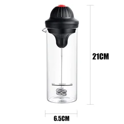 Compact Electric Milk Frother and Mixer for Coffee and Milkshakes (Clear)