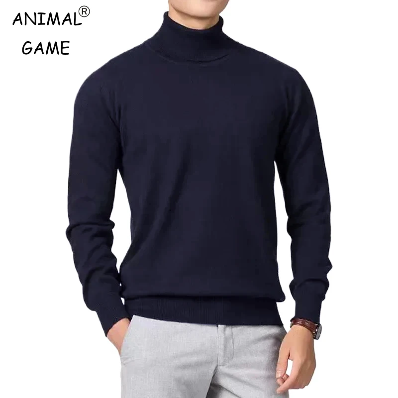 Turtleneck Sweater Basic Sweater Men Large Knitted Pullover Sweaters Business Long Sleeve Turtleneck Streetwear Solid Color Winter Outdoor Jacket Coats