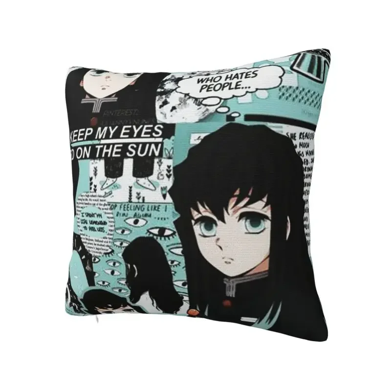 Anime Demon Slayer Modern Throw Pillow Cover Living Room Decoration Muichiro Tokito Kimetsu No Yaiba Cushion