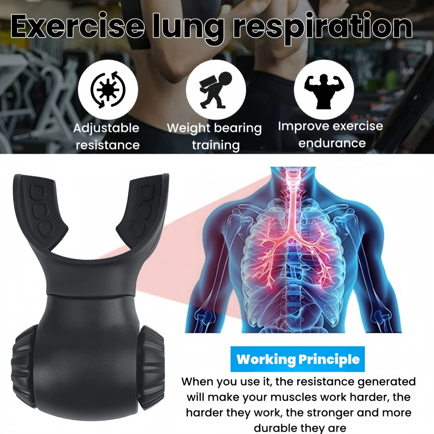 Breathing Exercise Device,Breathers Trainers Exerciser with Adjustable Inspiratory/Expiratory Vibration Fitness for Wellness