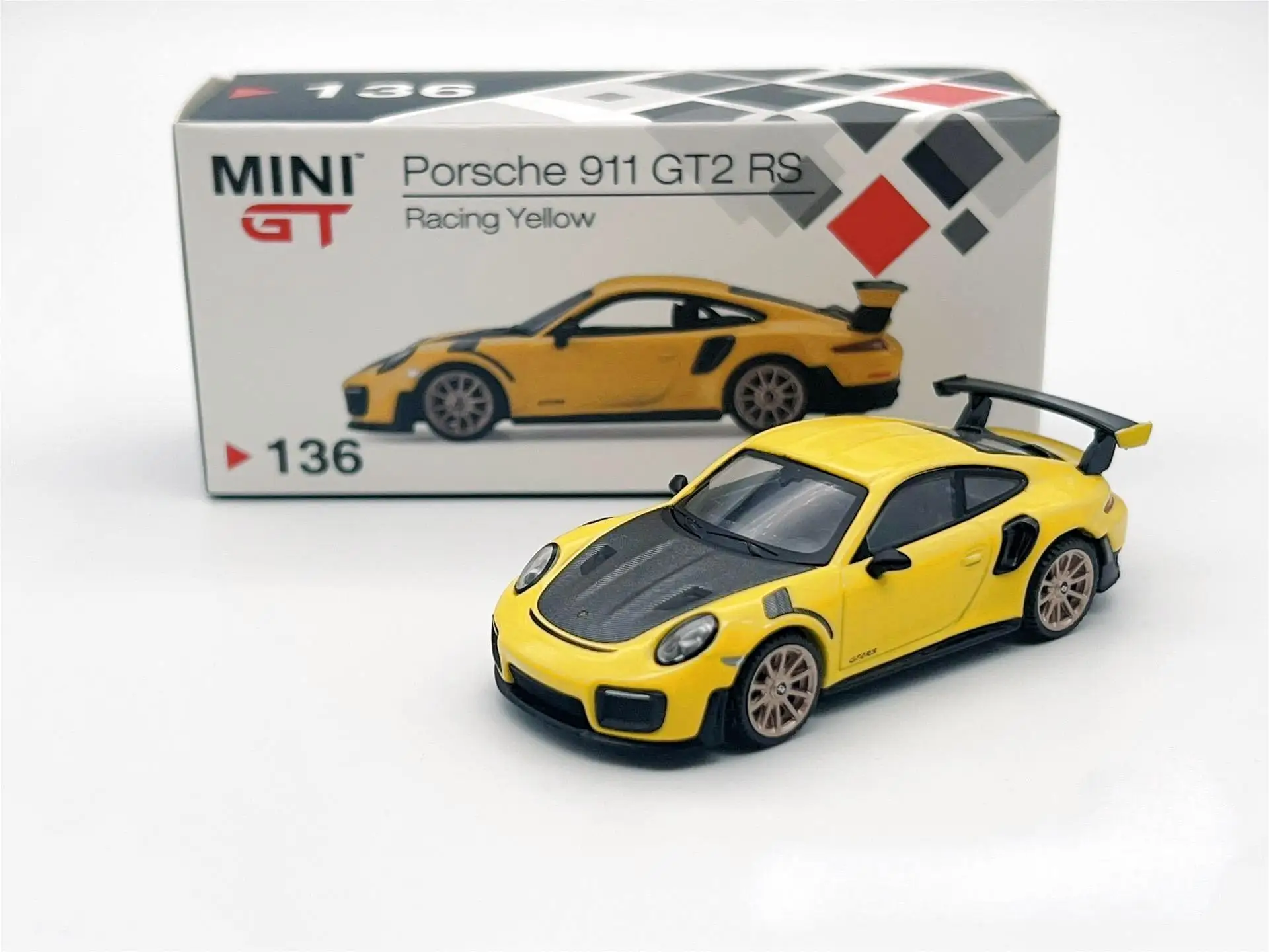 

MINIGT 1/64 #136 911 GT2 RS Racing Yellow Die-cast alloy car model collection display gifts