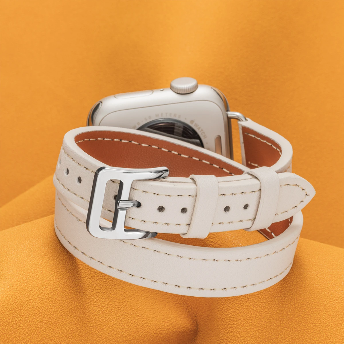 Double Tour Leather Strap for Apple Watch - Stylish Band for All Series