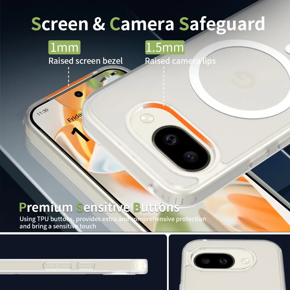 Magnetic Shockproof Phone Case with Airbag Drop Protection and Matte Finish | Wireless Charging Compatible