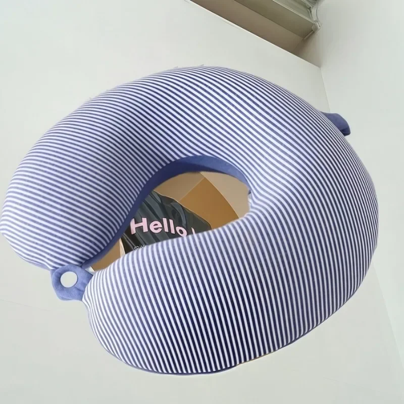 2025 new knitted striped U-shaped neck pillow multi-function travel aircraft portable use pillow 5