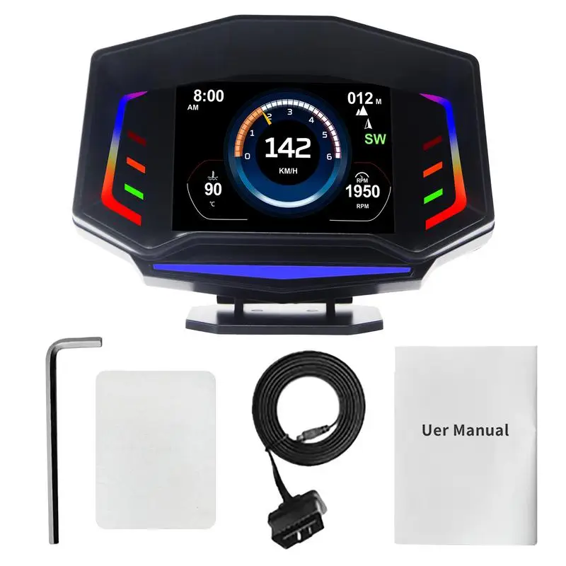 

HUD Display For Cars OBD2 Windshield HUD Head Up Display Obd2 Gauge Display Digital GPS Speedometer With Speedup Test Brake Test