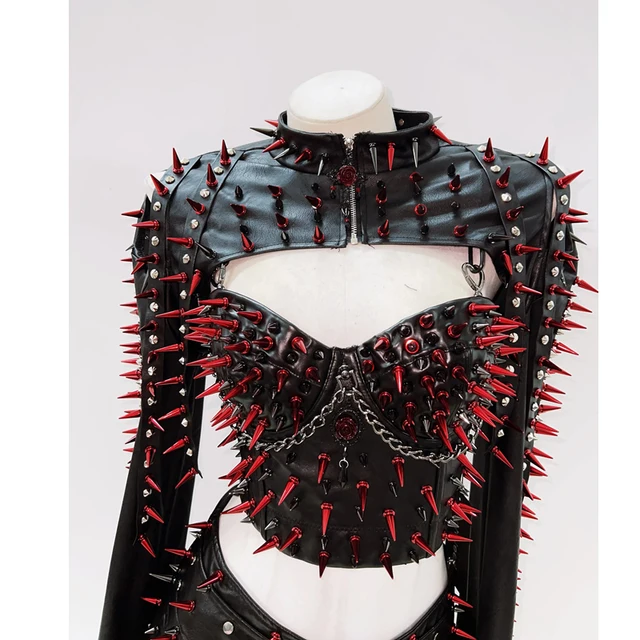 Red Spikey Shrug Top and Skirt 1