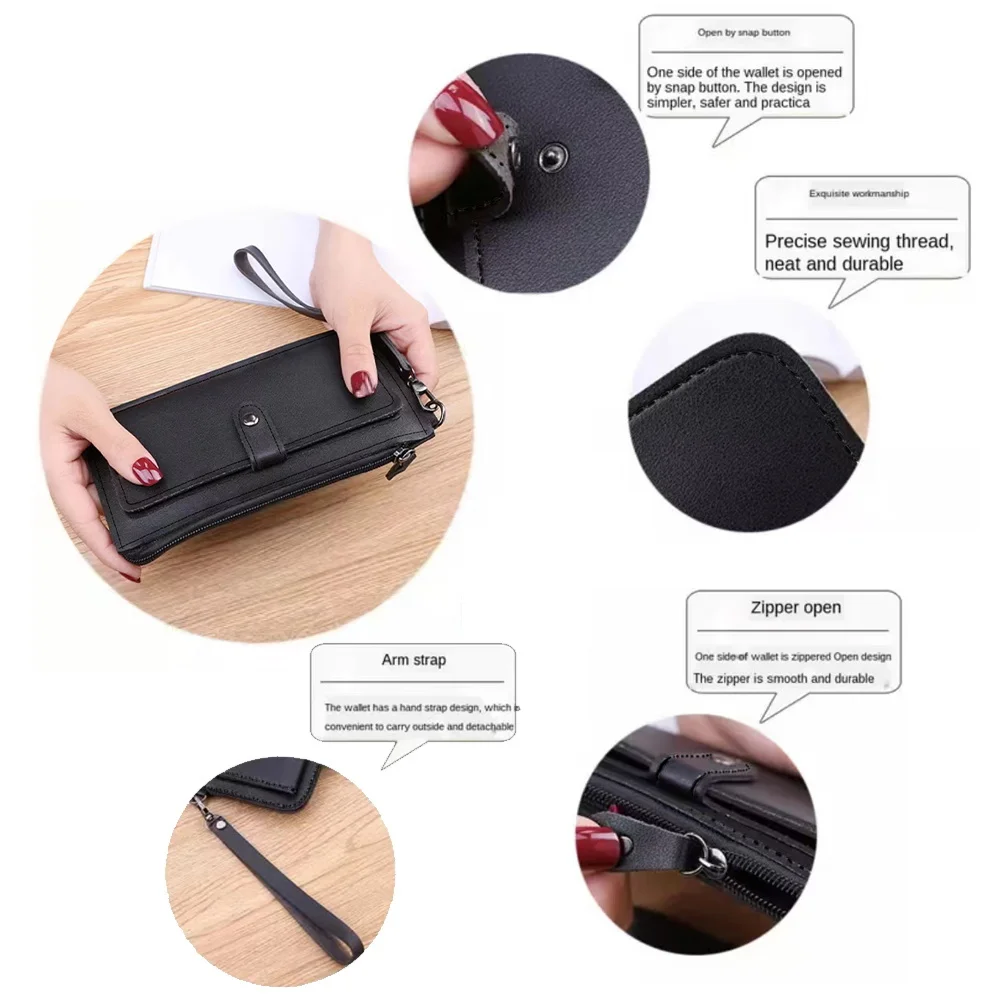 RFID Wallet Women Multi Card Wallet Zipper Credit Card Holder Minimalist Clutch Bag Initial Letter Pattern Leather Coin Purse 3