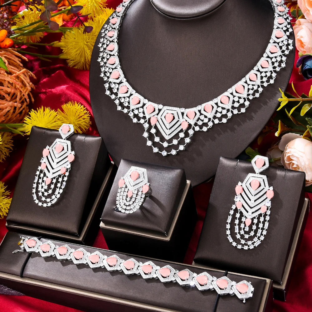 

GODKI SUPER BIG Luxury 4PCS Bowknots African Jewelry Sets For Women Wedding Cubic Zirconia Dubai Bridal Jewelry Set