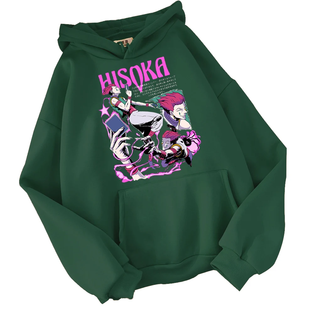 

Толстовка Hunter X Hunter с капюшоном для любителей японского аниме, пуловер в стиле Харадзюку, топы, уличная одежда унисекс