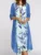 Women's Plus Size A Line Dress Floral Round Neck Print 3/4 Length Sleeve Fall Spring Casual Midi Dress Daily Date Dress 6