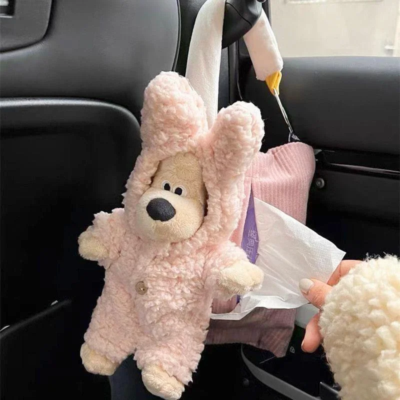 

Car Hanging Tissue Box Rabbit Ear Dog Car Decoration Goods Supplies Cute Girls New Car Gift Car Accessories Interior Decorati
