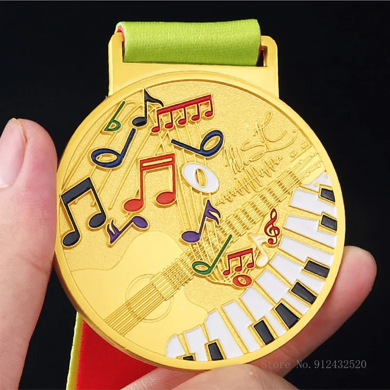 Customizable Logo Metal Medal, Singing and Dancing Medal, Gold and Silver Bronze, Competition Awards, Home Decoration, 3Pcs