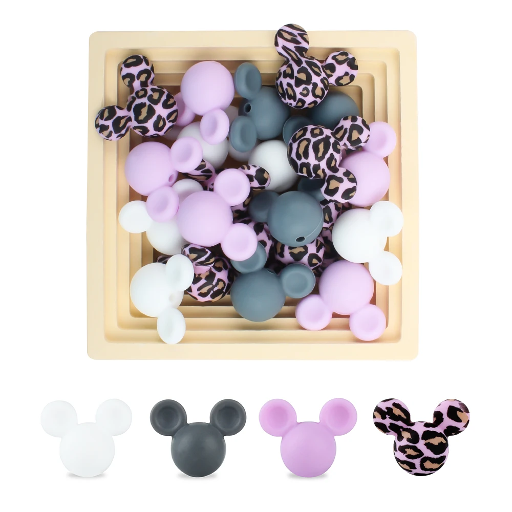 10Pcs Silicone Beads Heart Star Shape Baby Teething Beads Teether Prints Diy Pacifier Chain Necklace Nursing Chewable Beads 5