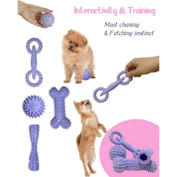 Puppy Toys for 2-8 Months Pets Dog Chew Toy for Small Puppies Teething Toys for Cleaning Teeth Food Dispensing Soft Durable Rubb 4
