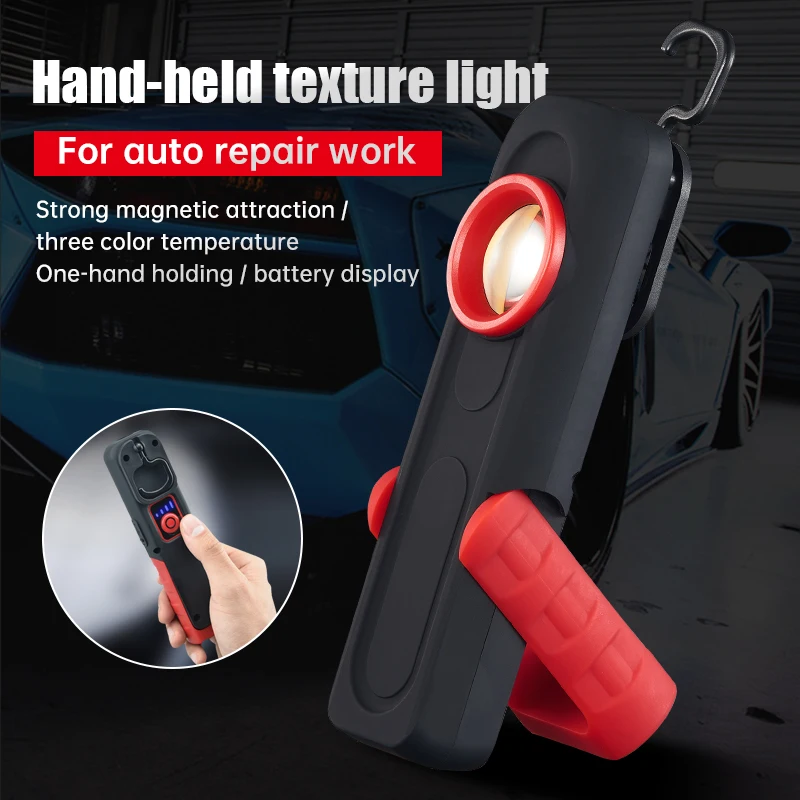 

LED Inspection Worklight Stepless Dimming Magnetic COBLumens Rechargeable Portable Hook Lamp for Auto Detailing Car Accessories