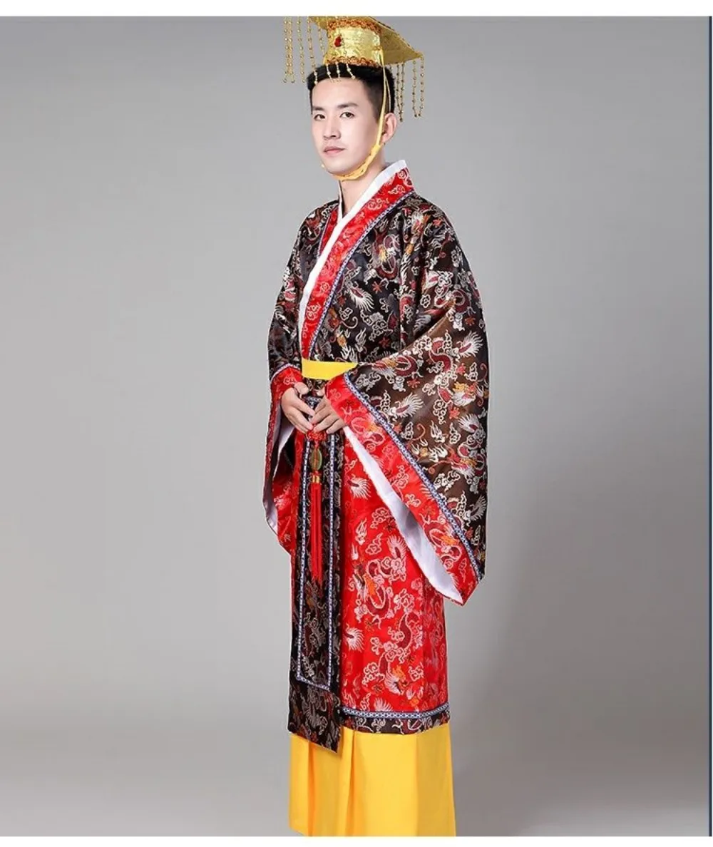 Cinese Tang Dynasty Imperatore Abbigliamento Antico Costume Qin Dynasty Han Wu Imperatore Antico Drago Robe Han Crown Prince Anci Da Uomo