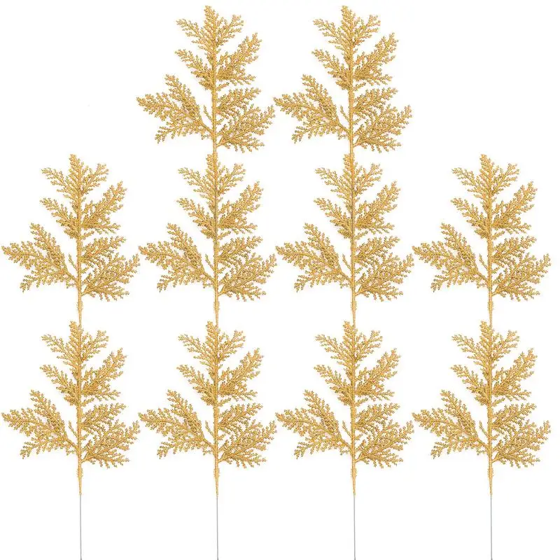 

Artificial Christmas Tree Leaves 10 Pcs Artificial Pine Leaves Branches Faux Pine Leaves Picks For Christmas Wedding Decoration