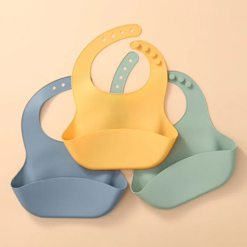 

Children's Silicone Bib Baby Three-dimensional Rice Pocket Baby Waterproof Wash Free Food Rice Anti-saliva Pocket Soft