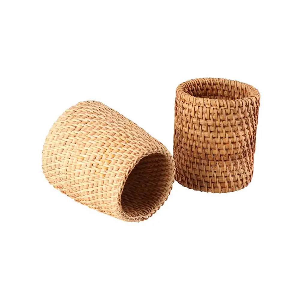 Stationery Storage Wood Vine Rattan Pen Holder Large Capacity Multifunctional Stationery Container Handmade Minimalism