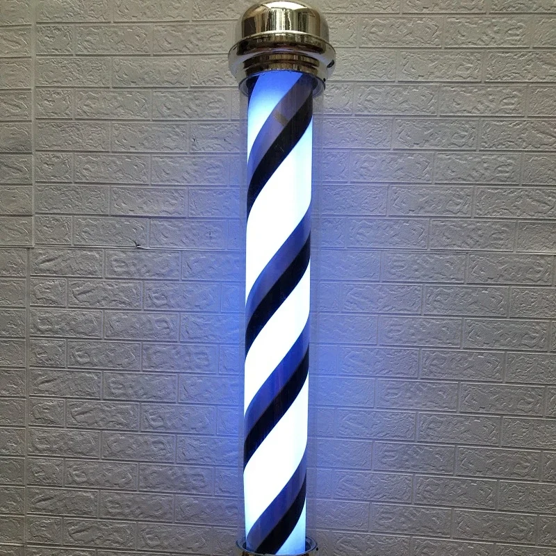 100cm Barber Shop Pole Rotating Lighting Red White Blue Stripe Rotating Light Stripes Sign Hair Wall Hanging LED Downlights