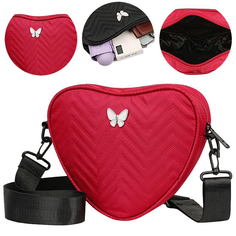 Men's and women's wavy heart-shaped crossbody bags, versatile shoulder bags, women's shoe bags