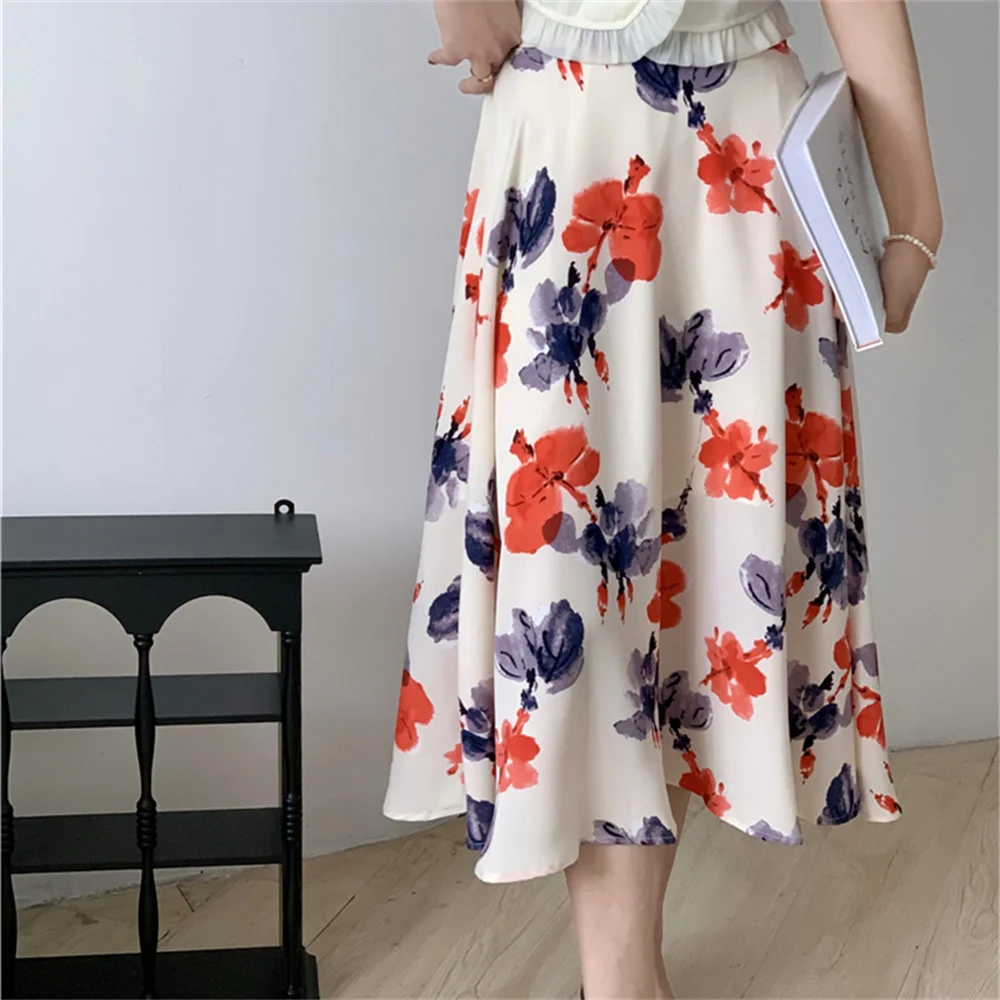 

Alien Kitty Gentle Florals A-Line Dress Women Vintage Loose New 2023 Slim Work Wear Summer Chic High Waist Casual Office Lady