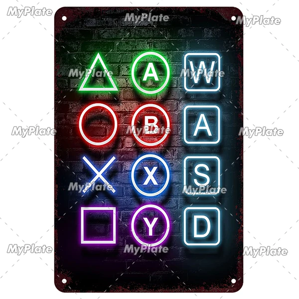 Tanio [MyPlate] Vintage Gaming Zone Neon metalowy znak płyta znak sklep