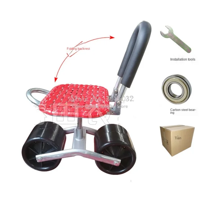 Szilárd Iron Garden Cart Szerszám Ültetés Pickingstool Kényelmes Pu Szivacs Üléspad Mozgó Munkaszék Kerekes Készletekkel - Image 3