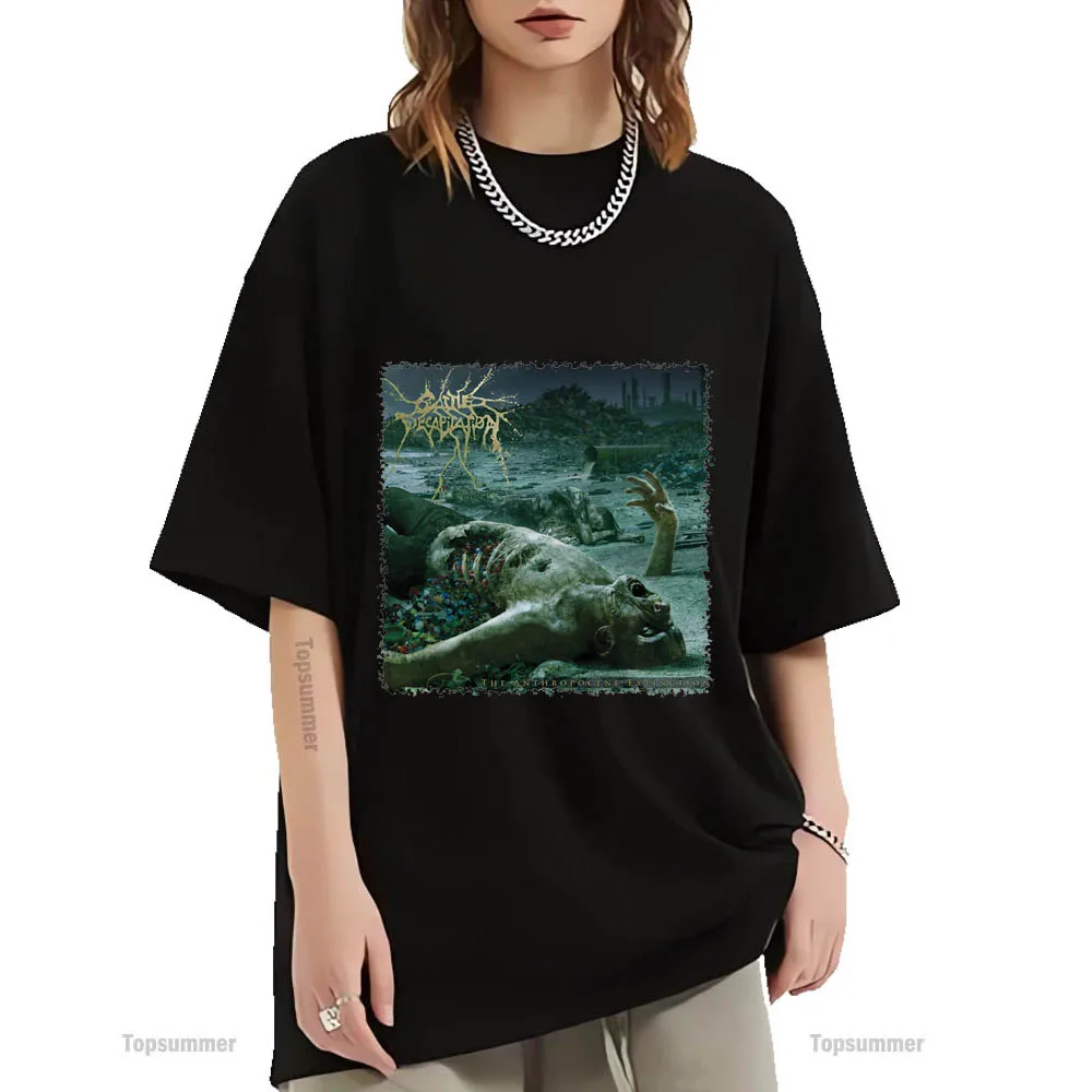 

The Anthropocene Extinction Album T Shirt Cattle Decapitation Tour T-Shirt Cool Streetwear Oversized Tee Shirt Male Black Tees