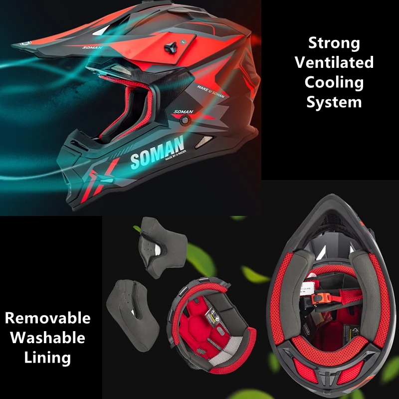 SOMAN Casco Mtb Cross Bike Casque Helm Atv Crash Helm Motor Motocross  Kualitas Tinggi ECE Approved Casque De Moto Ringan|Helm| - AliExpress